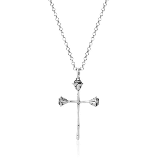 Thorny Blessings - Rose Cross Necklace