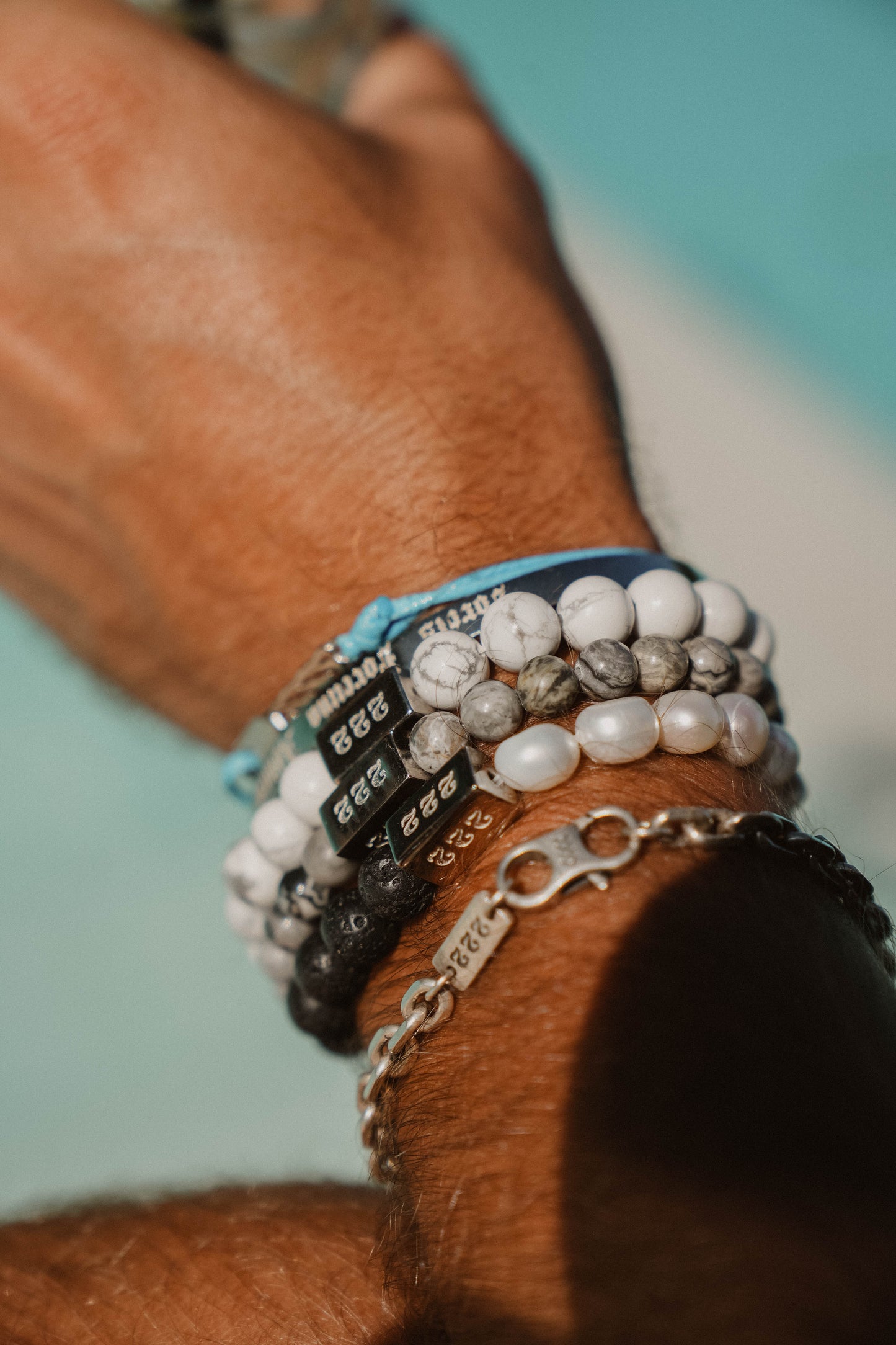 Smoulder & Shine - Lava Rock and Pearl Bead Bracelet